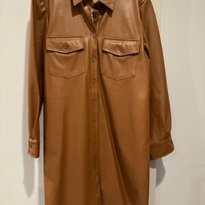 BB Dakota brown faux leather shirtdress size large.
